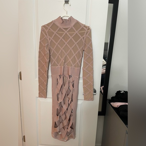 Size Medium House of CB sheer panelled bandage dress with under garment - Picture 1 of 5